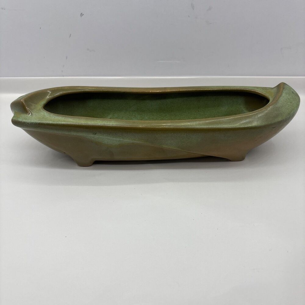 Vintage Frankoma Pottery Plainsman Prairie Green Footed Planter #45 MCM